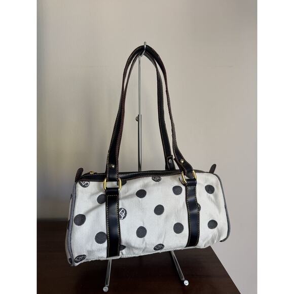 Vintage Polka Dot Blue Dooney & Bourke Barrel Shoulder Purse Y2k - Picture 1 of 6